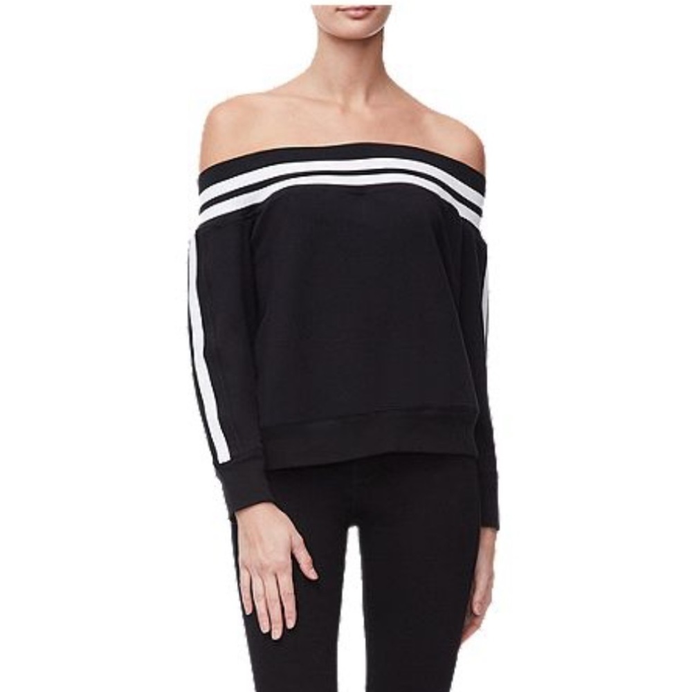 NWT Good American Off Shoulder Sweatshirt Lounge Sporty - Picture 3 of 10